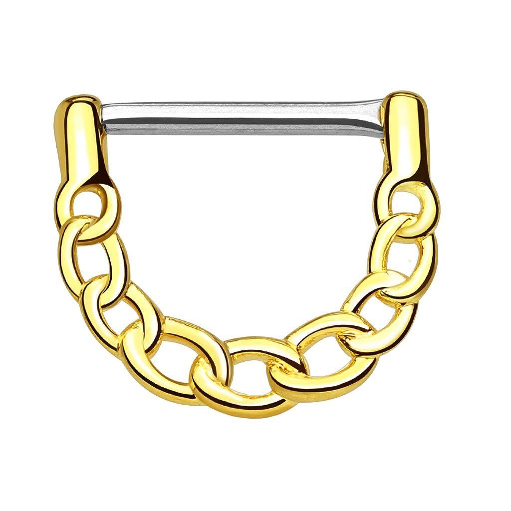 Taffstyle Intimpiercing Intim Brustwarzenpiercing Ring Ketten Style, Brustpiercing Intimpiercing Barbell Brust Piercing Tribal Clicker Ring Gold