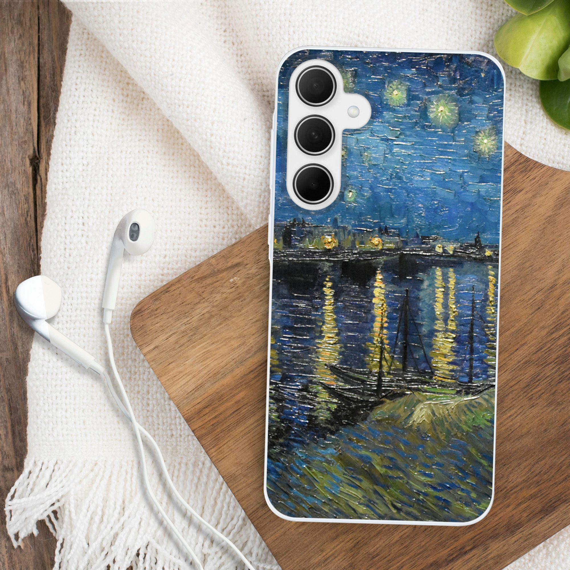 MuchoWow Handyhülle für Samsung Galaxy A35 5G Sternennacht über der Rhone - Van Gogh - Kun, Smartphone-Bumper, Print, Handy Schutzhülle Dünn