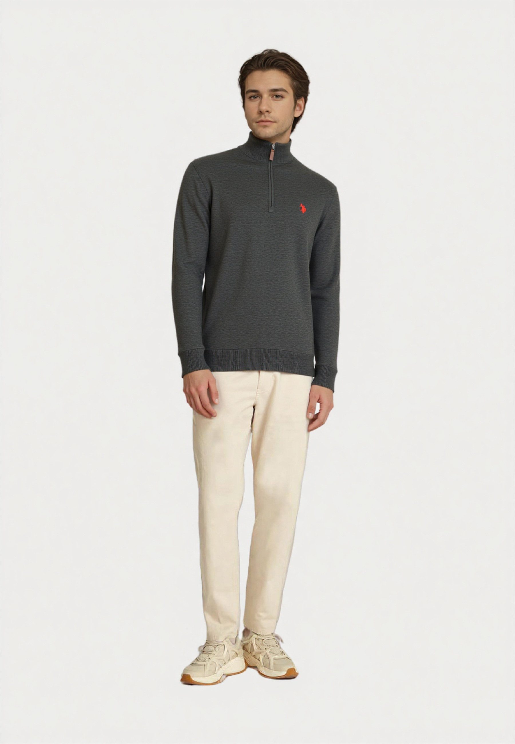 U.S. Polo Assn. Strickpullover Pullover Troyer Half Zip (1-tlg)