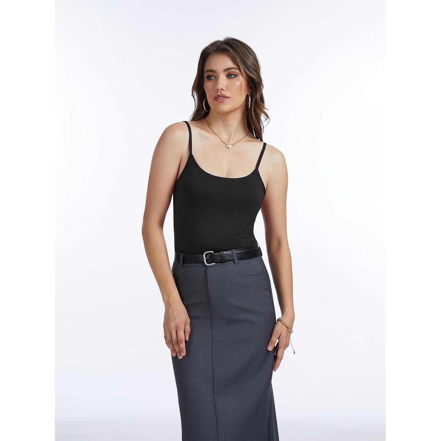 LuxusKollektion Spaghettitop Damen Tank Top 4er Pack Gr. XL Schwarz/Grau