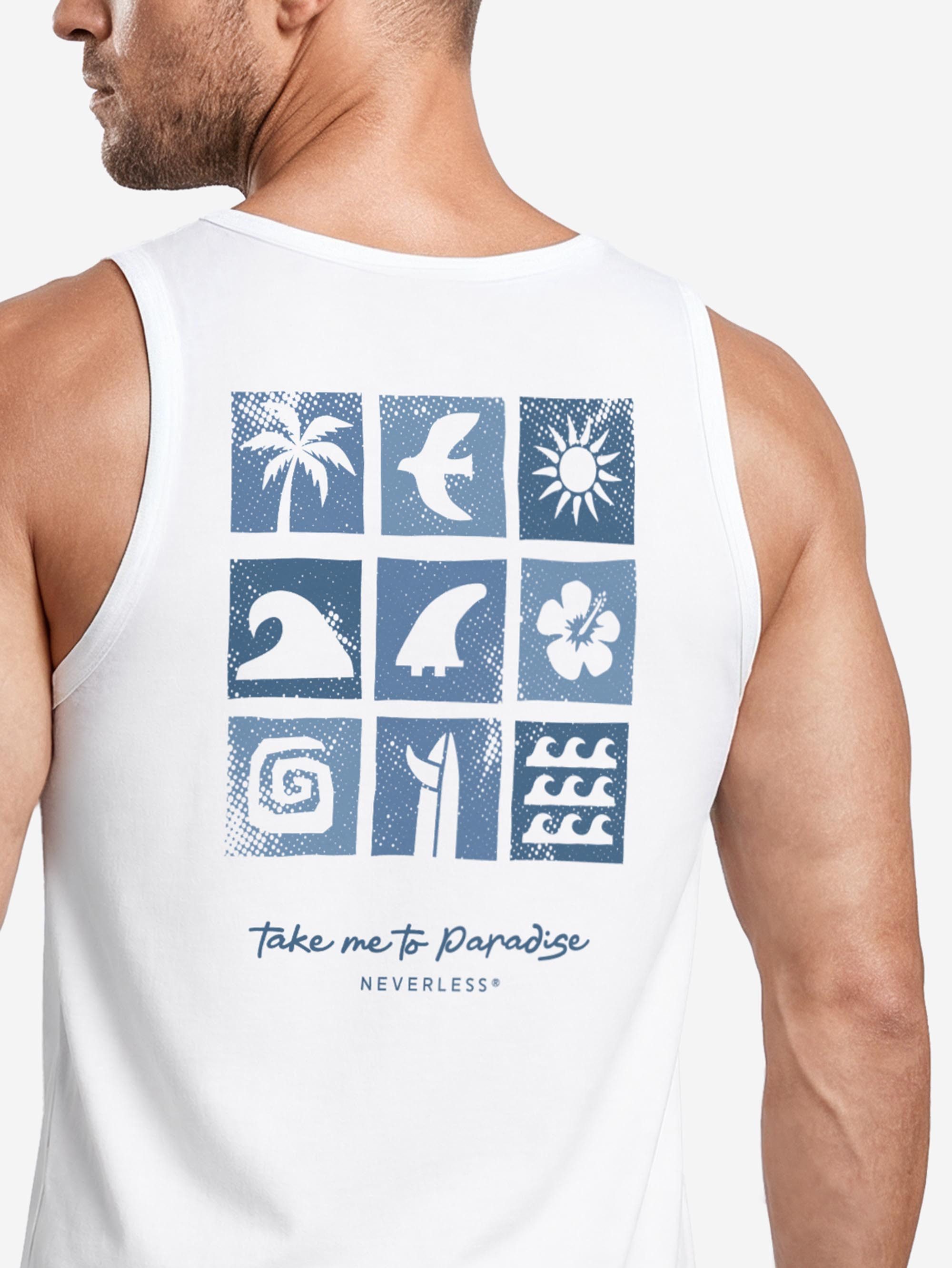 Neverless Tanktop Tanktop Herren mit Grafik-Print Rückendruck- Paradise - Trägershirt mit Print