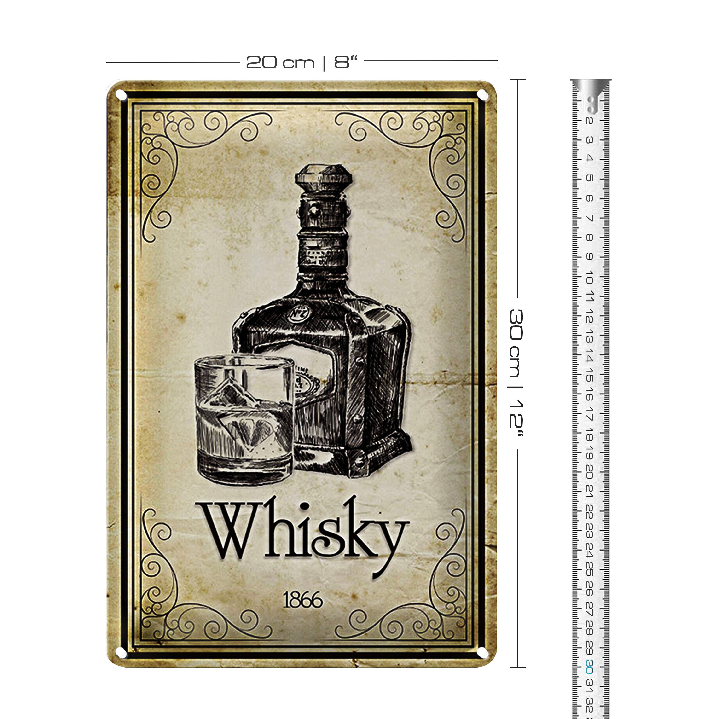 Roomando Metallschild Blechschild 20x30cm 1866 Whisky Retro günstig online kaufen