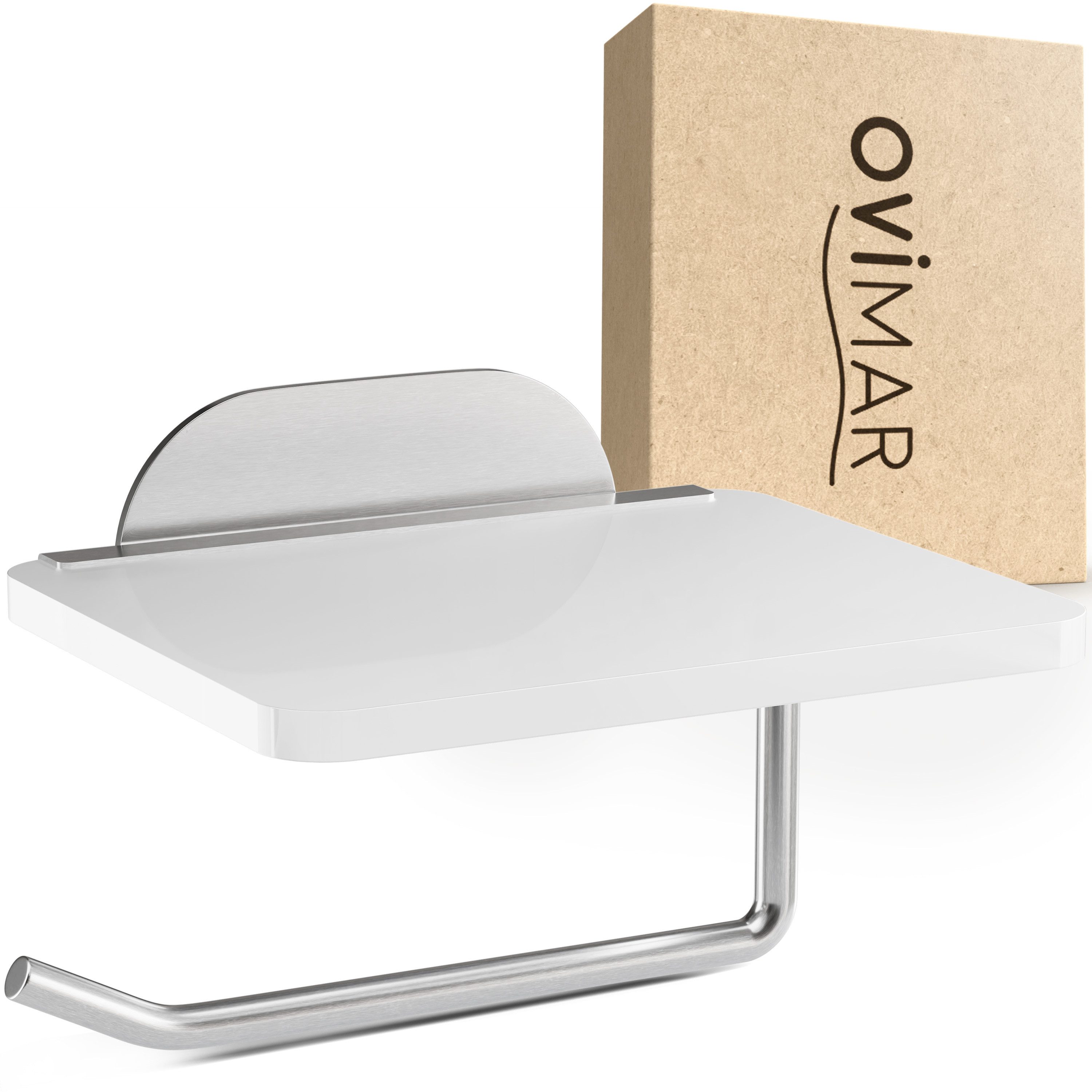 ovimar Toilettenpapierhalter Helnaes (1-St), aus Glas in Silber zur Zum Kleben