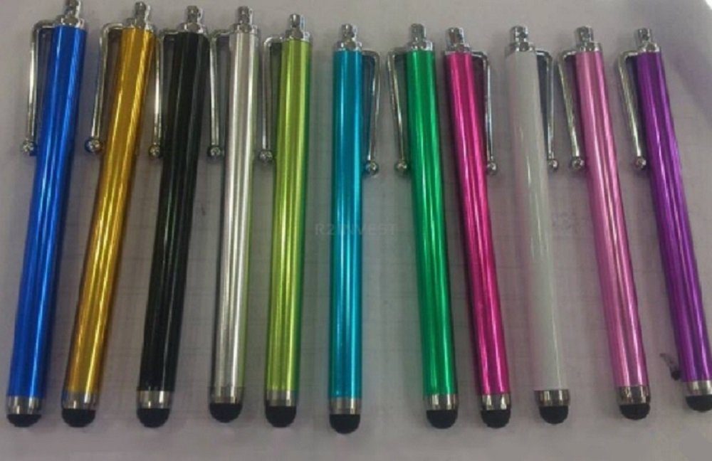 Tablet mit Smartphone, cofi1453 Stylus Touch cofi1453® 10x 2in1 Weiß Pen Touchpen Eingabestift kompatibel Metall Eingabestift Handy Stift