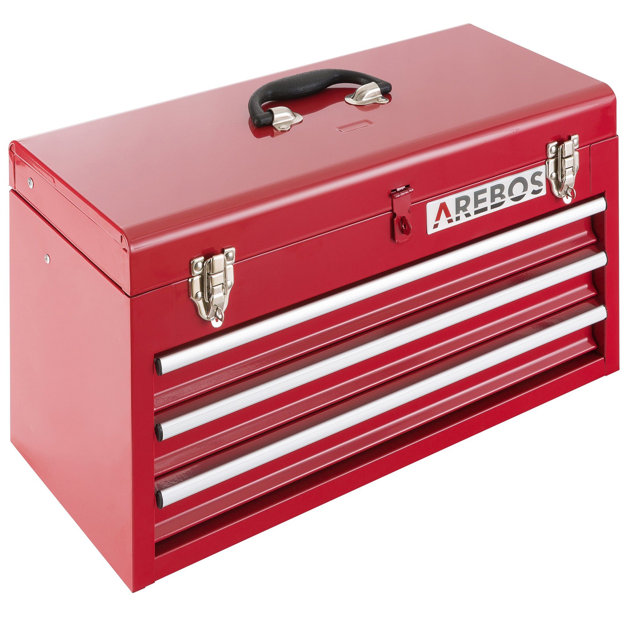 Arebos Werkzeugkoffer mit 3 & 2 Schubladen Ablagefächern rot
