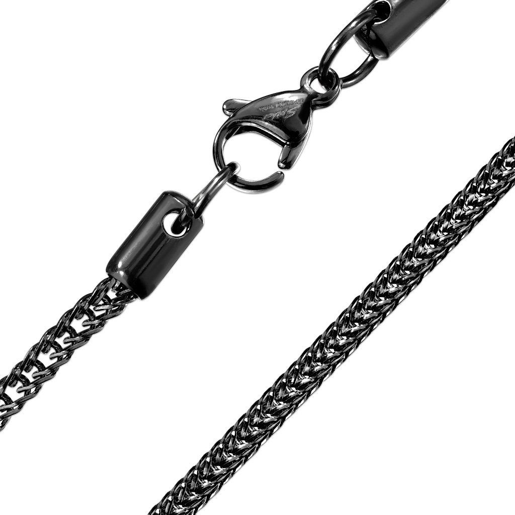 Weizenkette aus Unisex quadratische Ketten-Set BUNGSA Kette Halskette schwarz Edelstahl Necklace (1-tlg),
