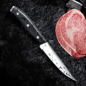 KEENZO Steakmesser 6-teilig Steak Messer mit Wellenschliff Edelstahl Tafelmesser (6 Stück)