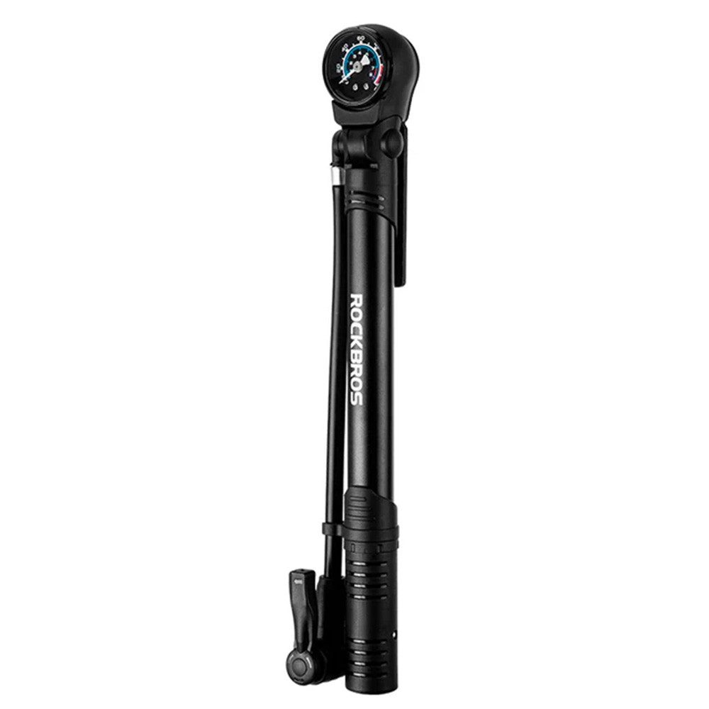 ROCKBROS Fahrradpumpe Luftpumpe Standpumpe Handpumpe (Spar-Set, 1-tlg., faltbar, 34 cm), Manometer, Presta & Schrader, bis 120 PSI, faltbar