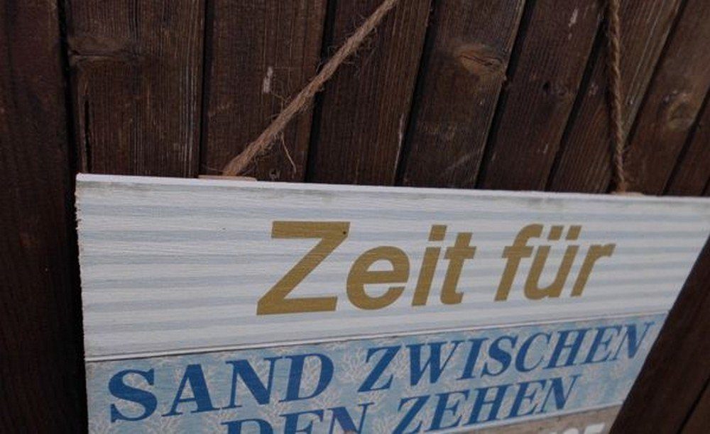 für Geschenk St) cm 30 : Schild Sand - Zehen Zeit Wanddekoobjekt Kordel (1 Deko-Impression den zwischen a.