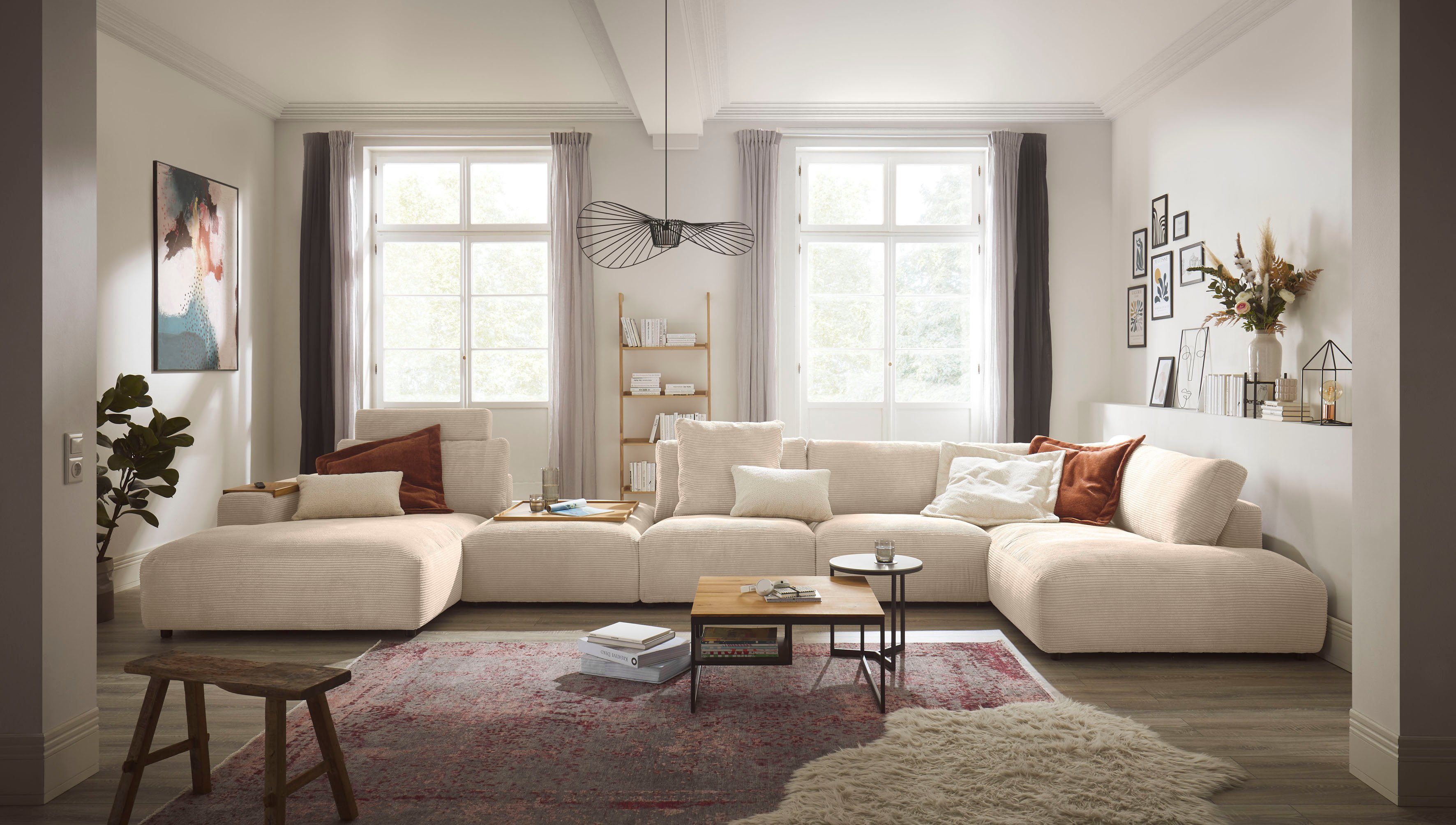 Musterring Wohnlandschaft Lucia bequem und viel Platz, U-Form, Cord-Bezug, inklusive Kopfstütze, Gesamtbreite 524 cm
