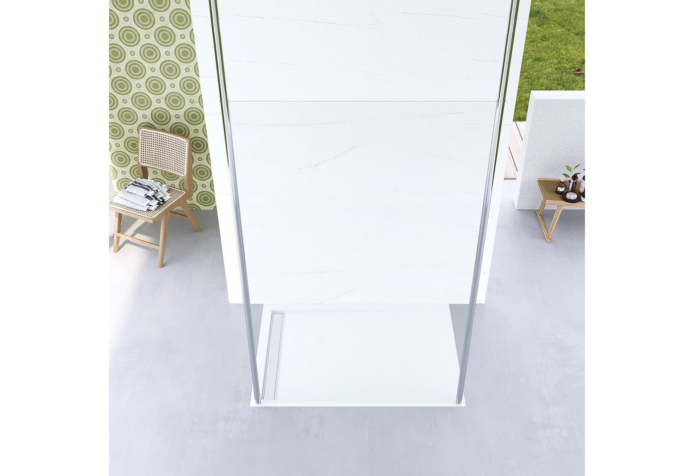 Thumbnail - AQUABATOS Walk-in-Dusche Duschwand für Dusche Duschtrennwand Glas Walk in Duschabtrennung, 8 mm starkes Einscheibensiche...