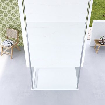 AQUABATOS Walk-in-Dusche Duschwand für Dusche Duschtrennwand Glas Walk in Duschabtrennung, 8 mm starkes Einscheibensicherheitsglas mit Deckenstütze Nano-Beschichtung, erhältlich in 5 verschiedenen Breiten Höhe 200 cm Chromoptik