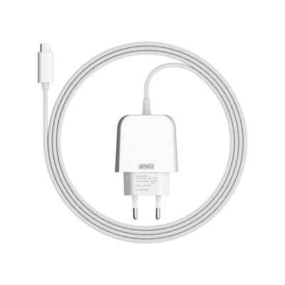 Artwizz PowerPlug Ladegerät mit festem 2m USB-C Kabel, 15 Watt, Weiß Smartphone-Ladegerät