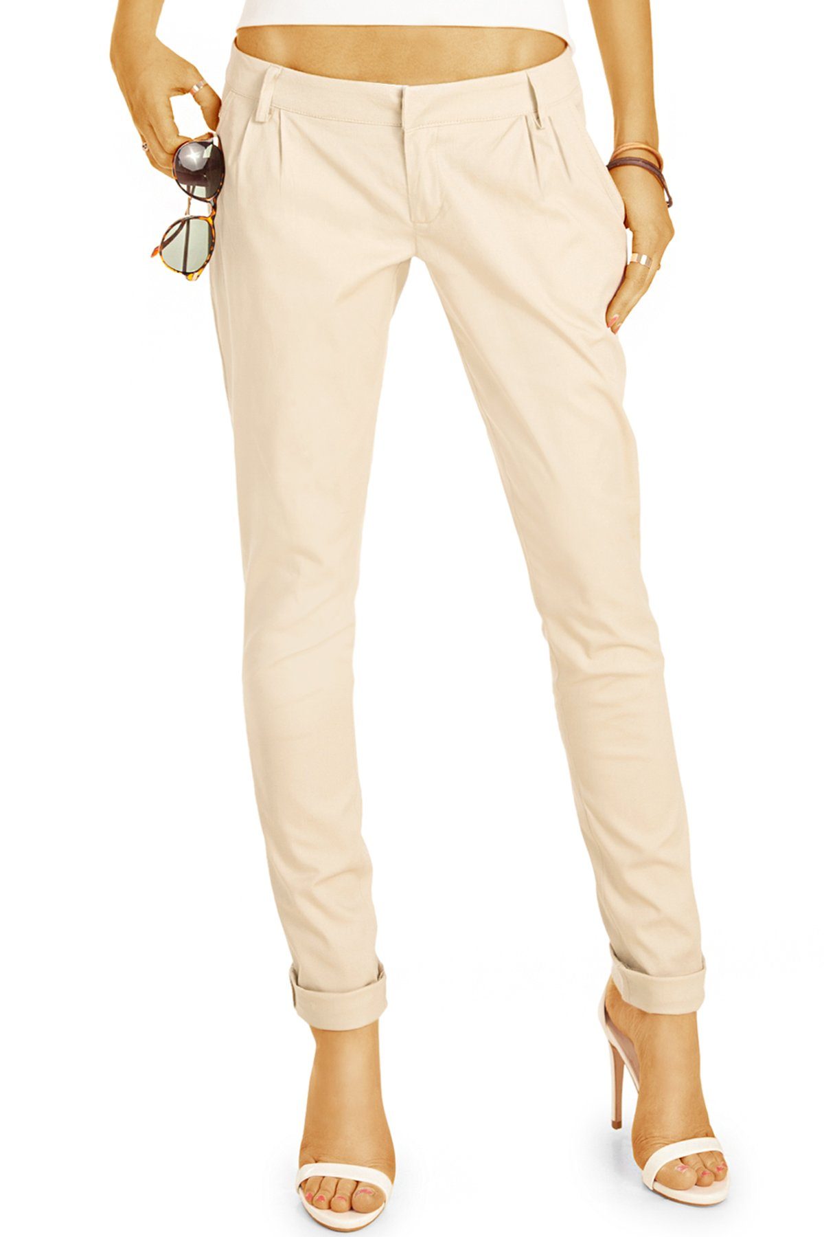 be styled Chinohose h20a Hüfthose STYLED BE beige - - Stoffhose, mit - Chinos Damen Stretch Tapered