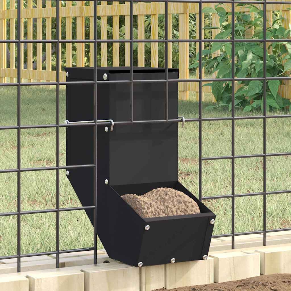vidaXL Futterspender Kaninchenfütterer Schwarz 12,5 x 26 x 28,5 cm