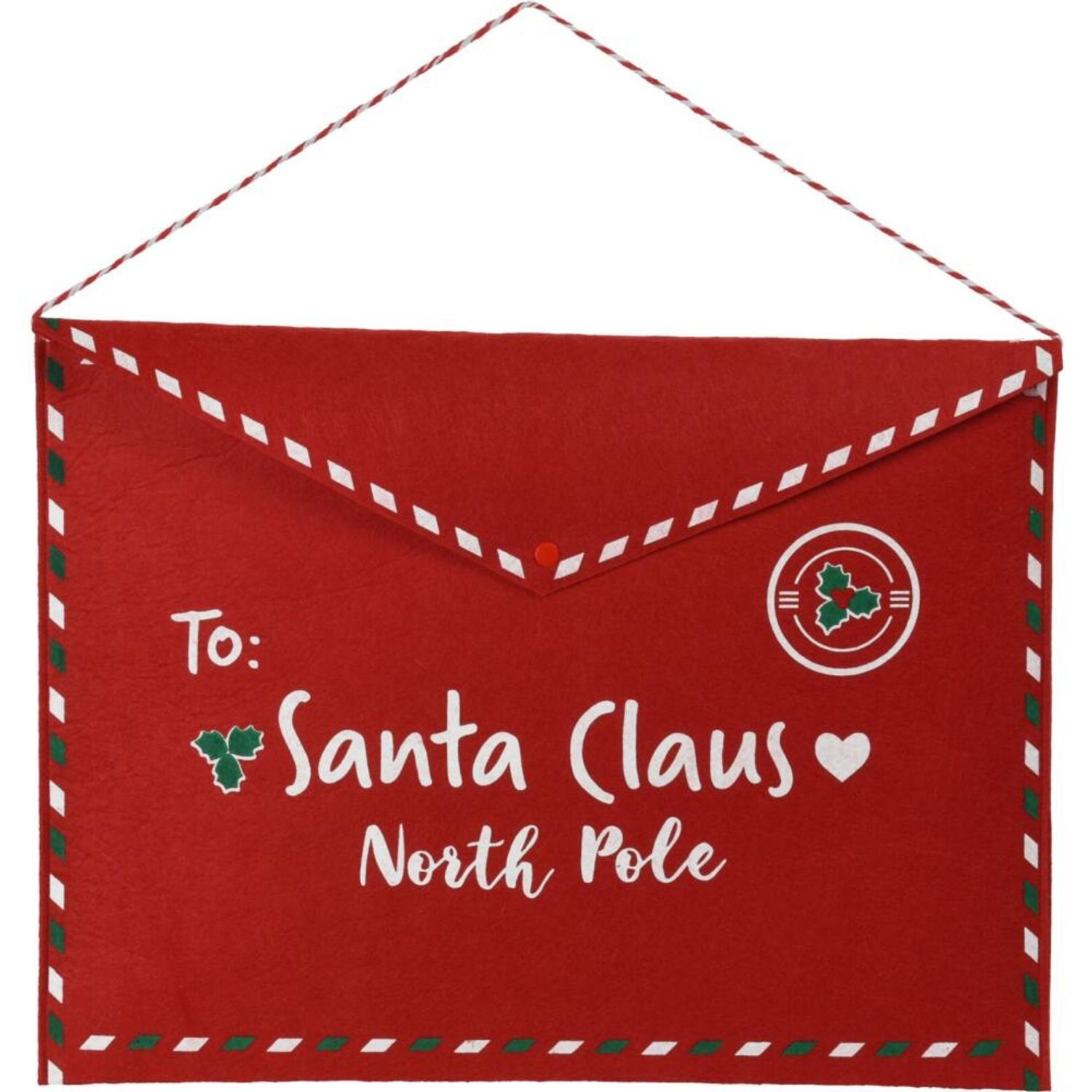 Koopman Dekofigur Weihnachtsdeko Geschenkverpackung roter Filz-Umschlag XXL 39x50cm