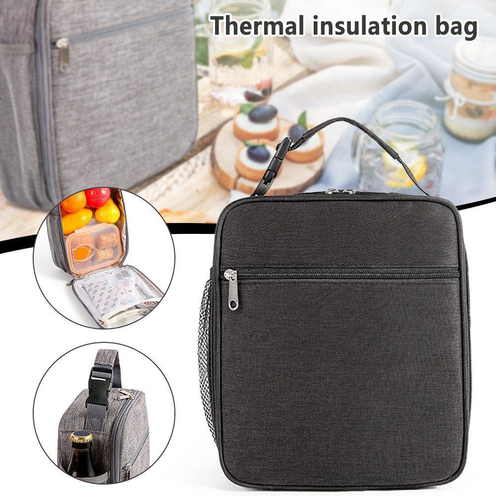 isolierte Blusmart Mit Lunchpaket, Picknicktasche Reißverschluss, Picknick-Kühltasche Tragbare black