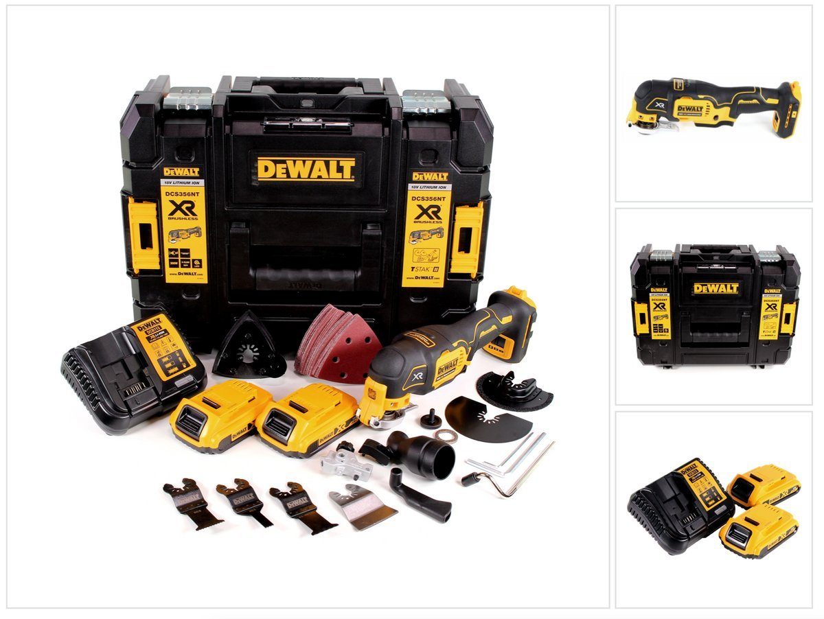 DeWalt Akku-Multifunktionswerkzeug DCS 356 S2 Akku Multitool 18V Brushless + 35tlg. Zubehör + 2x Akku 2
