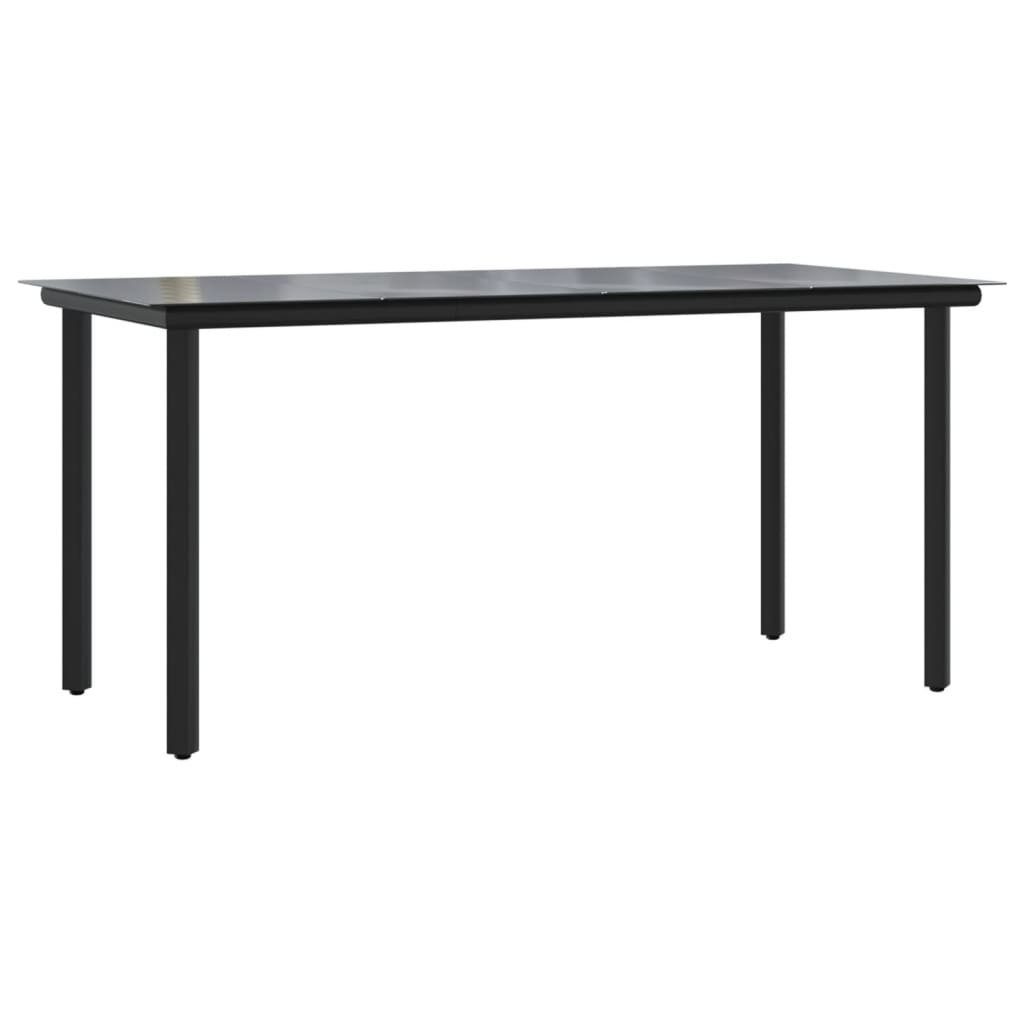 vidaXL Gartentisch 160 x 80 x 74 cm Garten-Esstisch Schwarz 160x80x74 cm Stahl und Hartgl