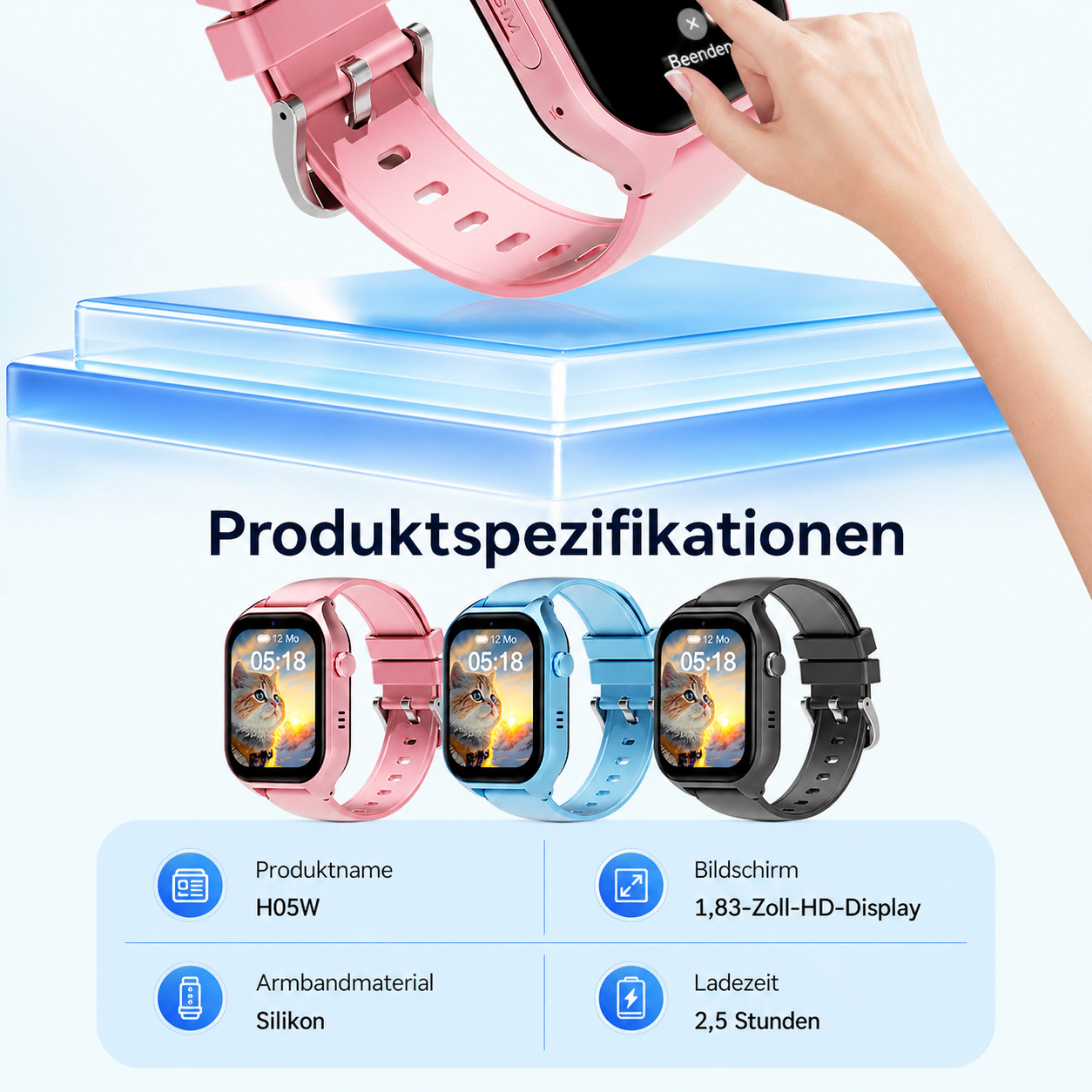 Forrlite Kinderuhr Smartwatch Kinder mit GPS und 4G, Installierbare APP Smartwatch (Smartwatch cm) (1,83 Zoll), 1,83"", 8GB, GPS+LES, 4G-LTE, IP67, SOS, Bluetoo – Bild 5 von 5