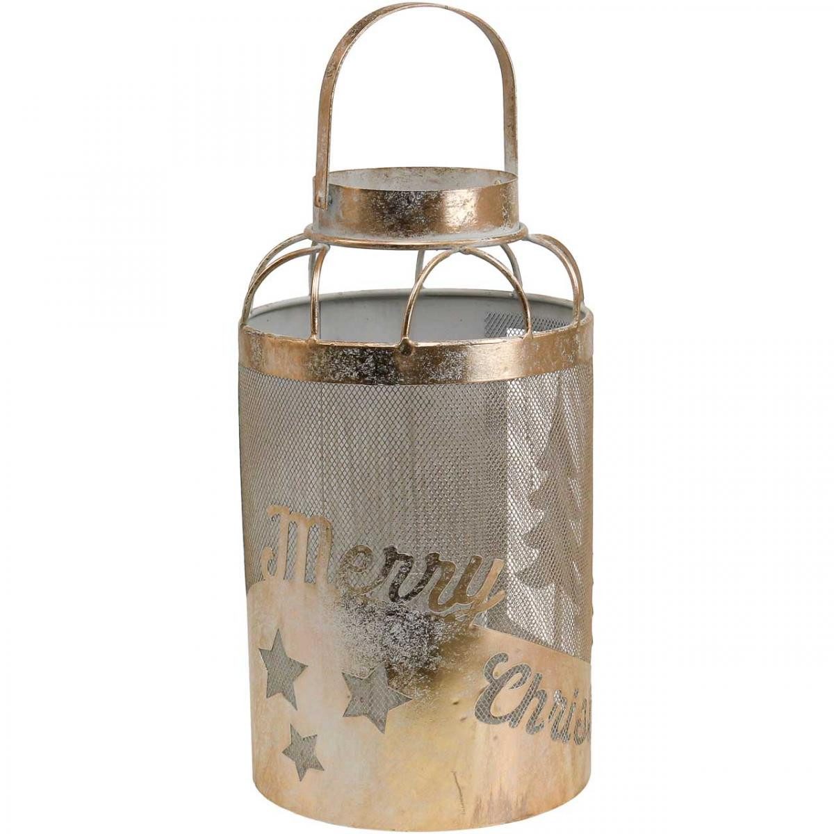 Windlicht Vintage Laterne "Merry Christmas" Kerzenhalter Ø19cm H34cm Antiklook