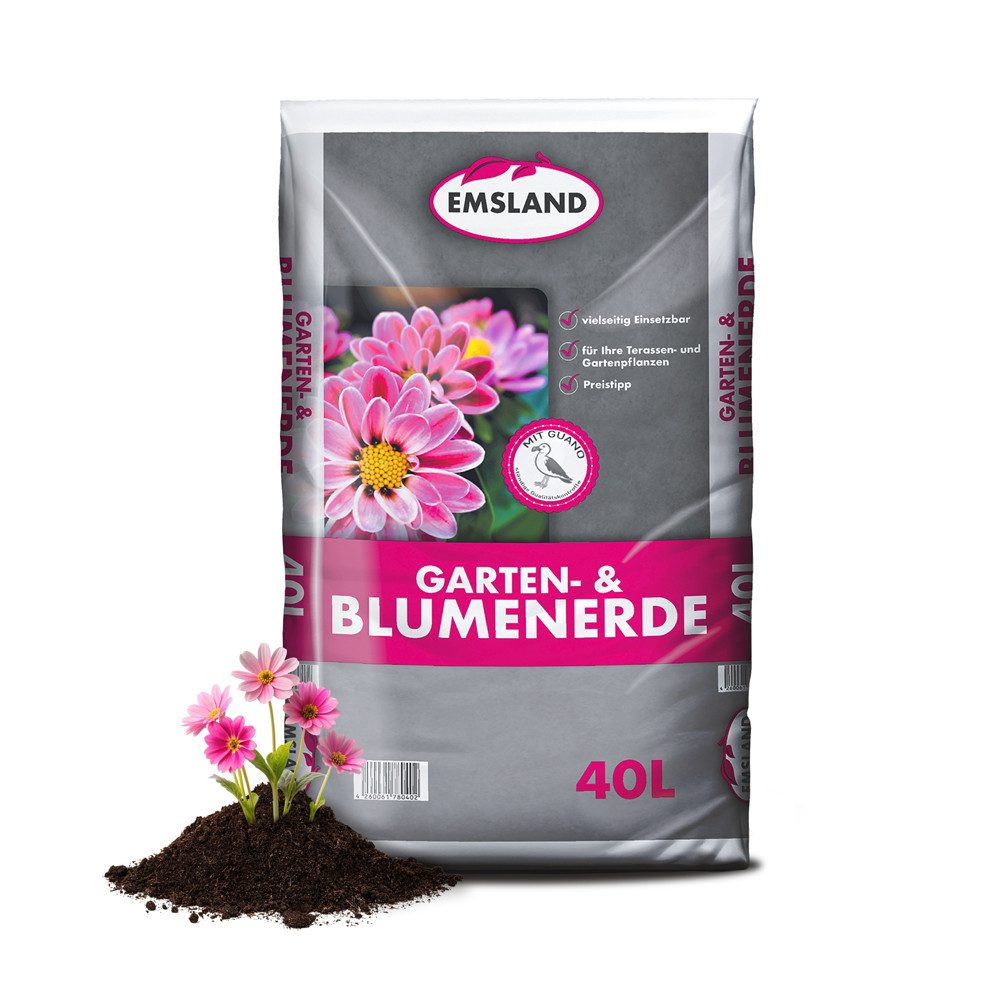JSM-Brennholz Blumenerde JSM - Emsland Garten & Blumenerde 40 L, Für Innen- & Außenbereich geeignet