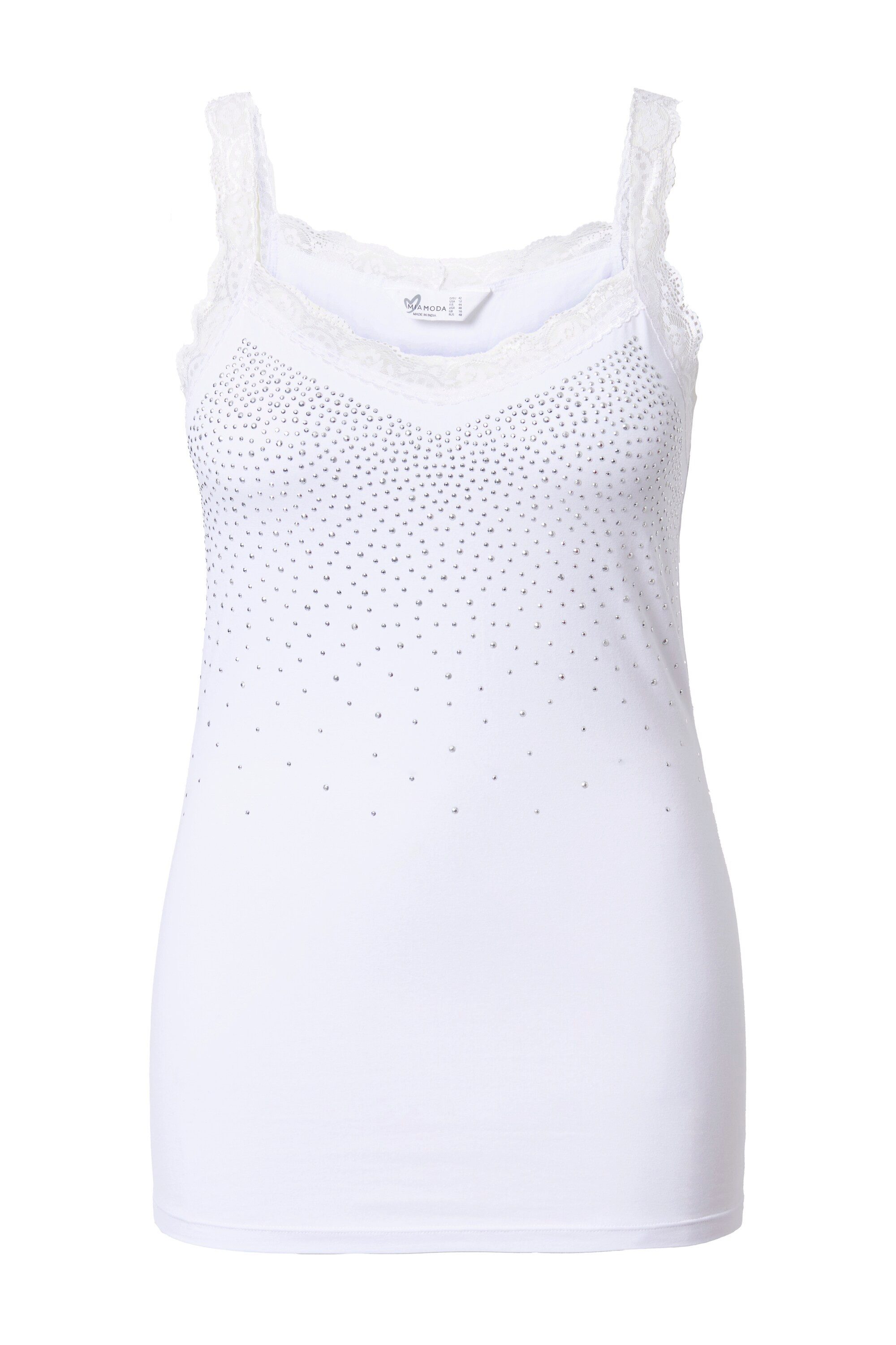 MIAMODA Longtop Top ärmelloser Slim Fit Ziernieten Spitze günstig online kaufen