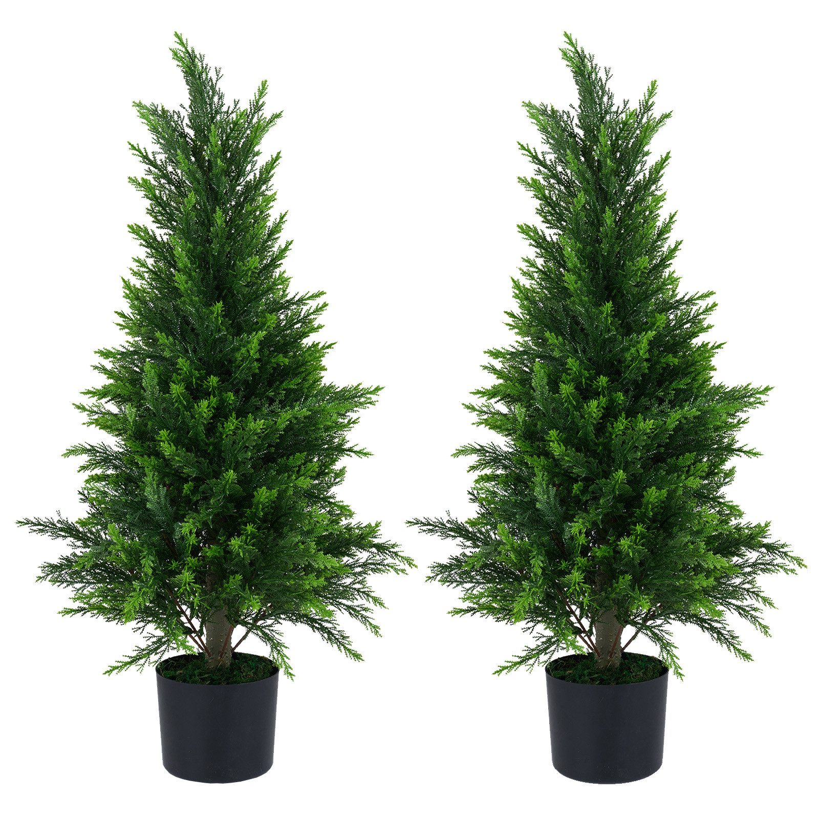 Kunstbaum künstliche Zedernbäume, COSTWAY, Höhe 90 cm, Künstliche Zedernbäume mit PE-Stamm, PE-Blätter & Moos