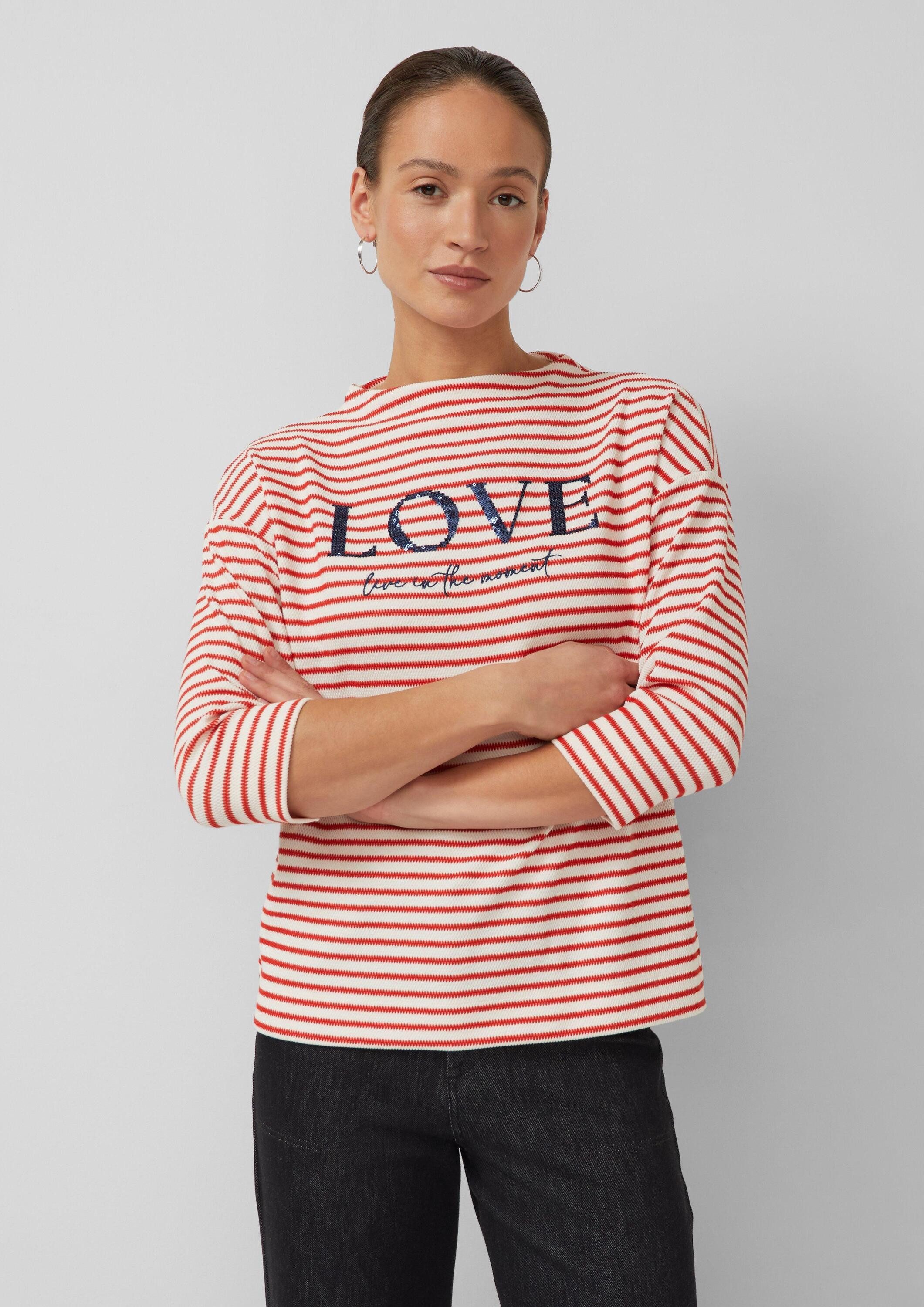 s.Oliver 3/4 Arm-Pullover Sweatshirt Strukturiertes Sweatshirt mit 3/4-Ärmeln und Artwork
