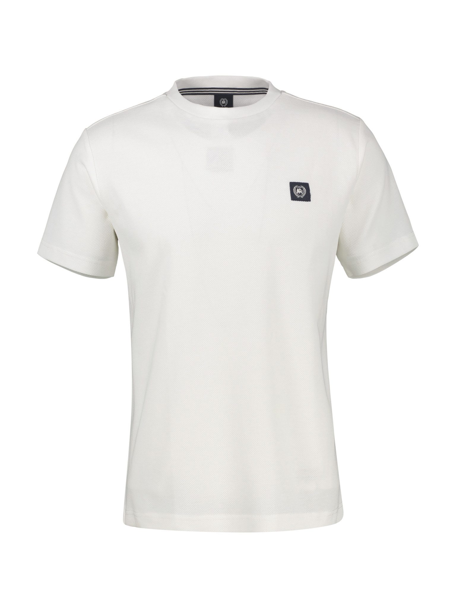 LERROS Rundhalsshirt mit Logo-Badge und in Waffle-Optik