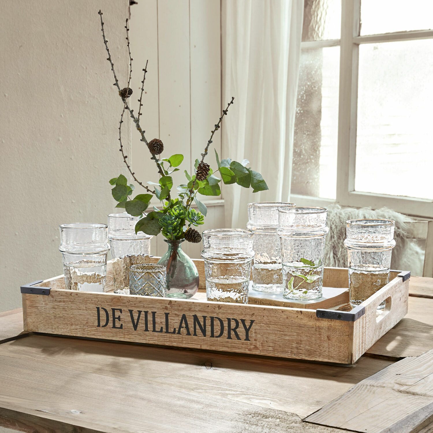 Mirabeau Tablett Tablett Villandry braun, Mangoholz (mangifera indica), Verzierung: Eisen