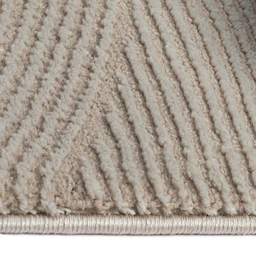 Teppich Moderner Recycling-Teppich • ovale Linienformen • in beige, Carpetia, rechteckig, Höhe: 12 mm