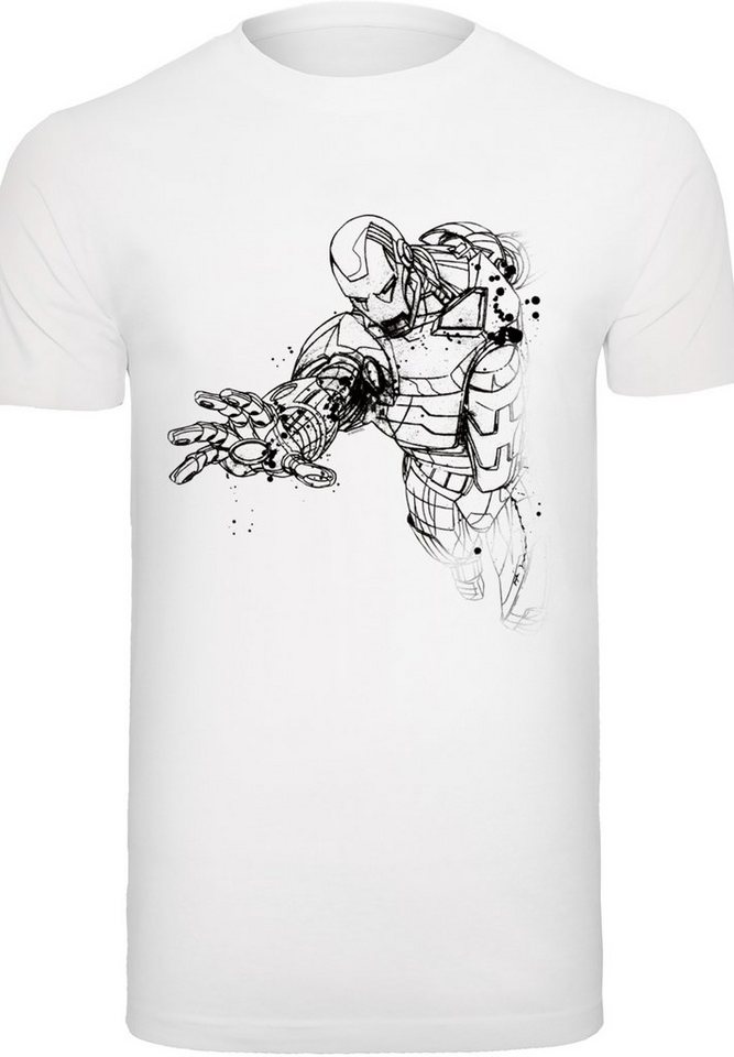 F4NT4STIC T-Shirt \'Marvel Avengers Iron Man Mono Line\' Print