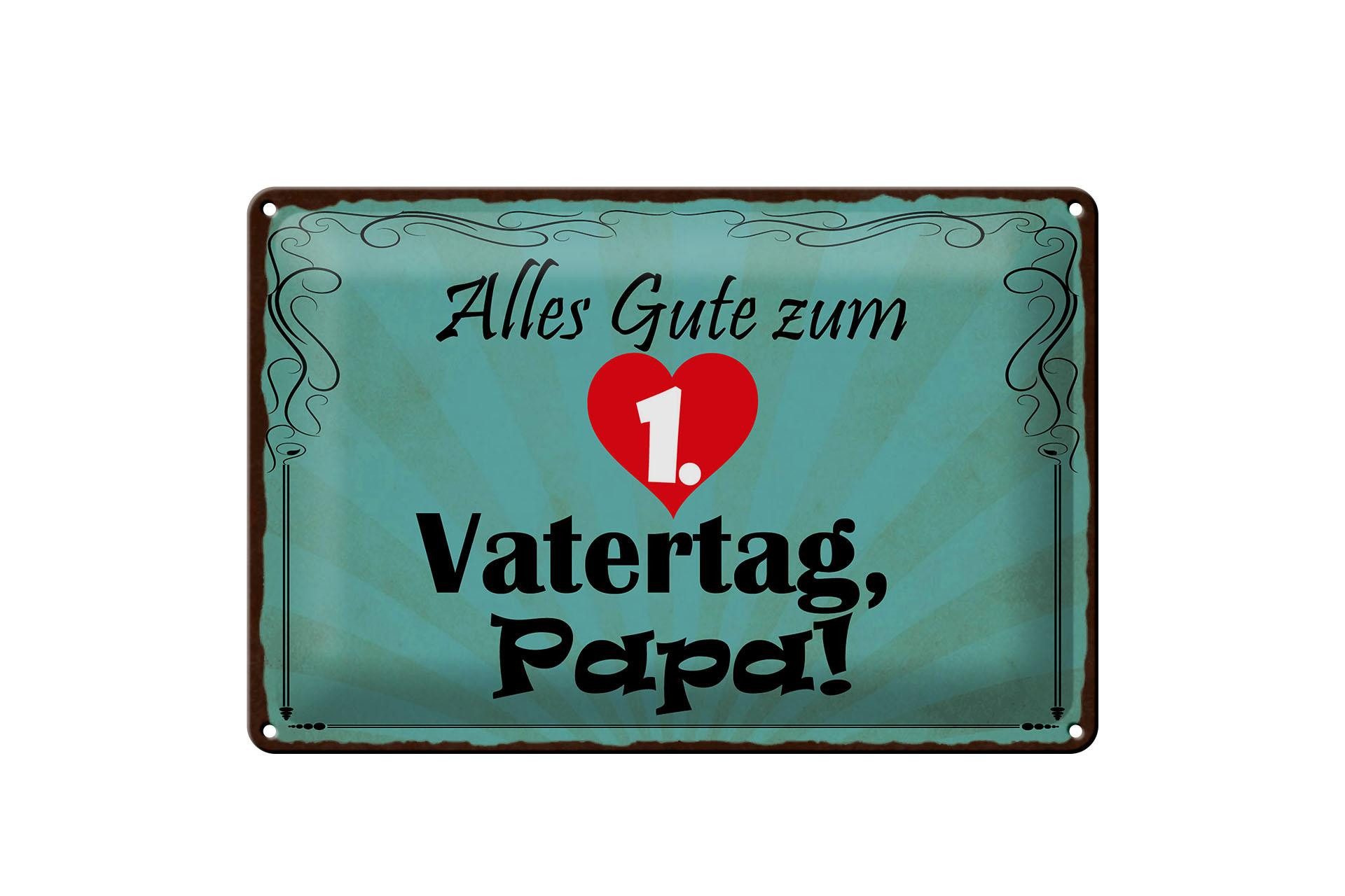 Femer GmbH Metallbild Spruch 20x30 cm Alles gute zum 1. Vatertag Papa Herz