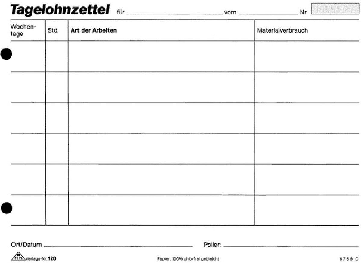 RNK Verlag Formularblock Lohnbuch Gehaltbuch A5 quer weiß Papier 100 Blatt