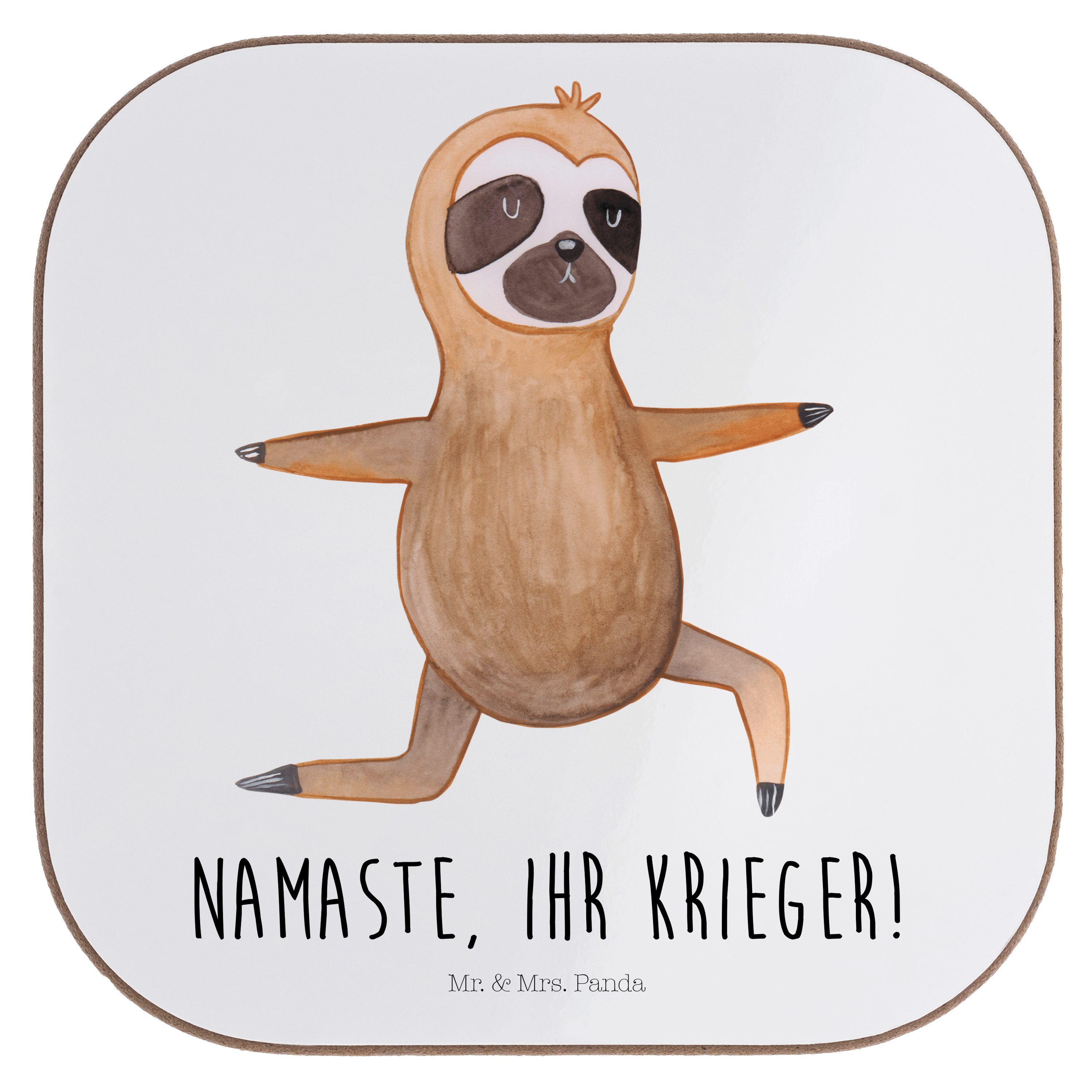 1-tlg. Mr. Namaste, Mrs. Unter, Weiß Geschenk, - Panda Yoga - & Getränkeuntersetzer Getränkeuntersetzer, Faultier