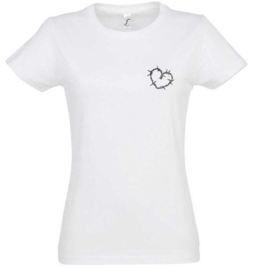 Print-Shirt Heart Wire Damen T-Shirt Barbed Stacheldraht Tattoo Oldschool Barbwire