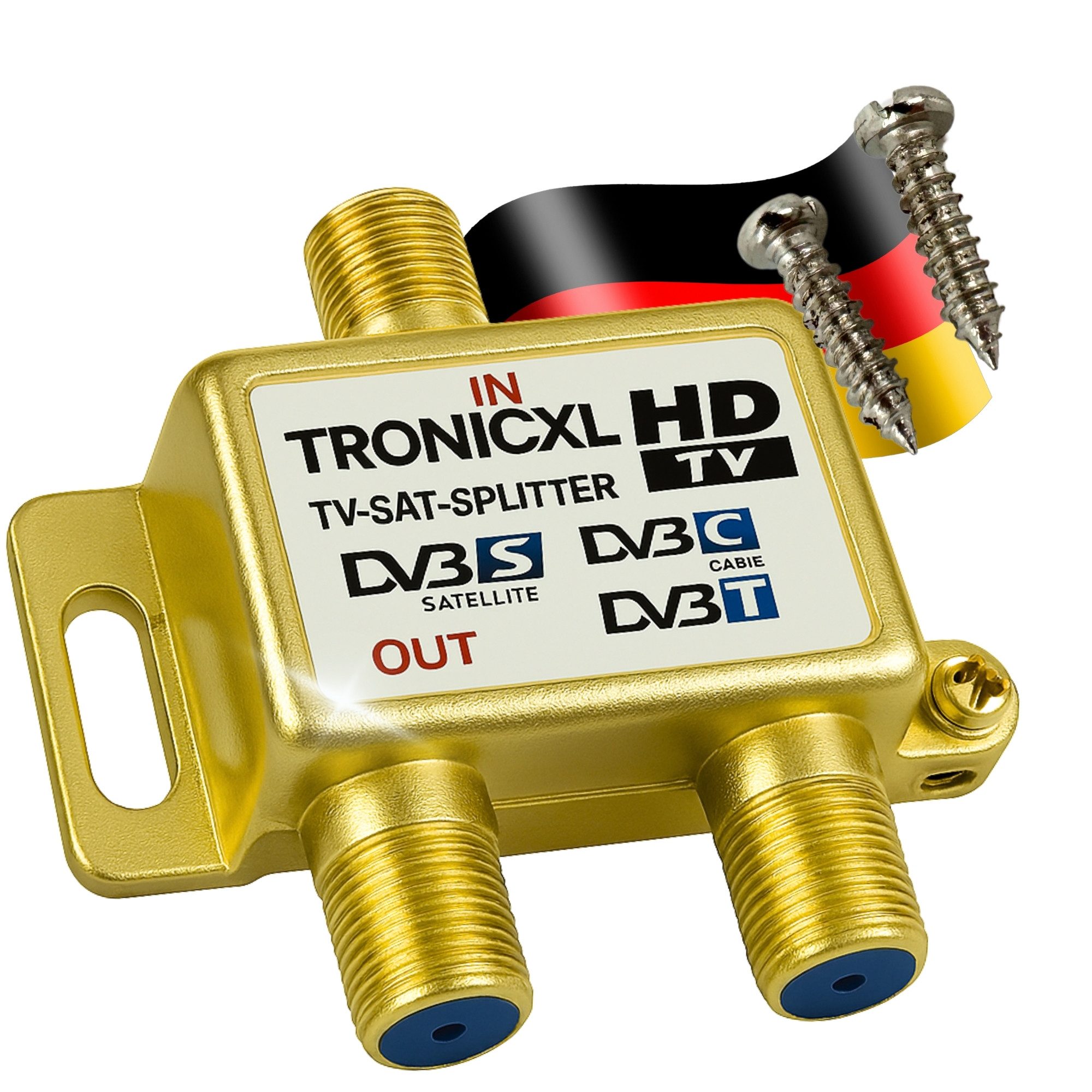 TronicXL SAT-Verteiler Antennenverteiler Highend SAT DVBT2 DVBC Verteiler Weiche Splitter (1-St), Antennenweiche TV HDTV 4K