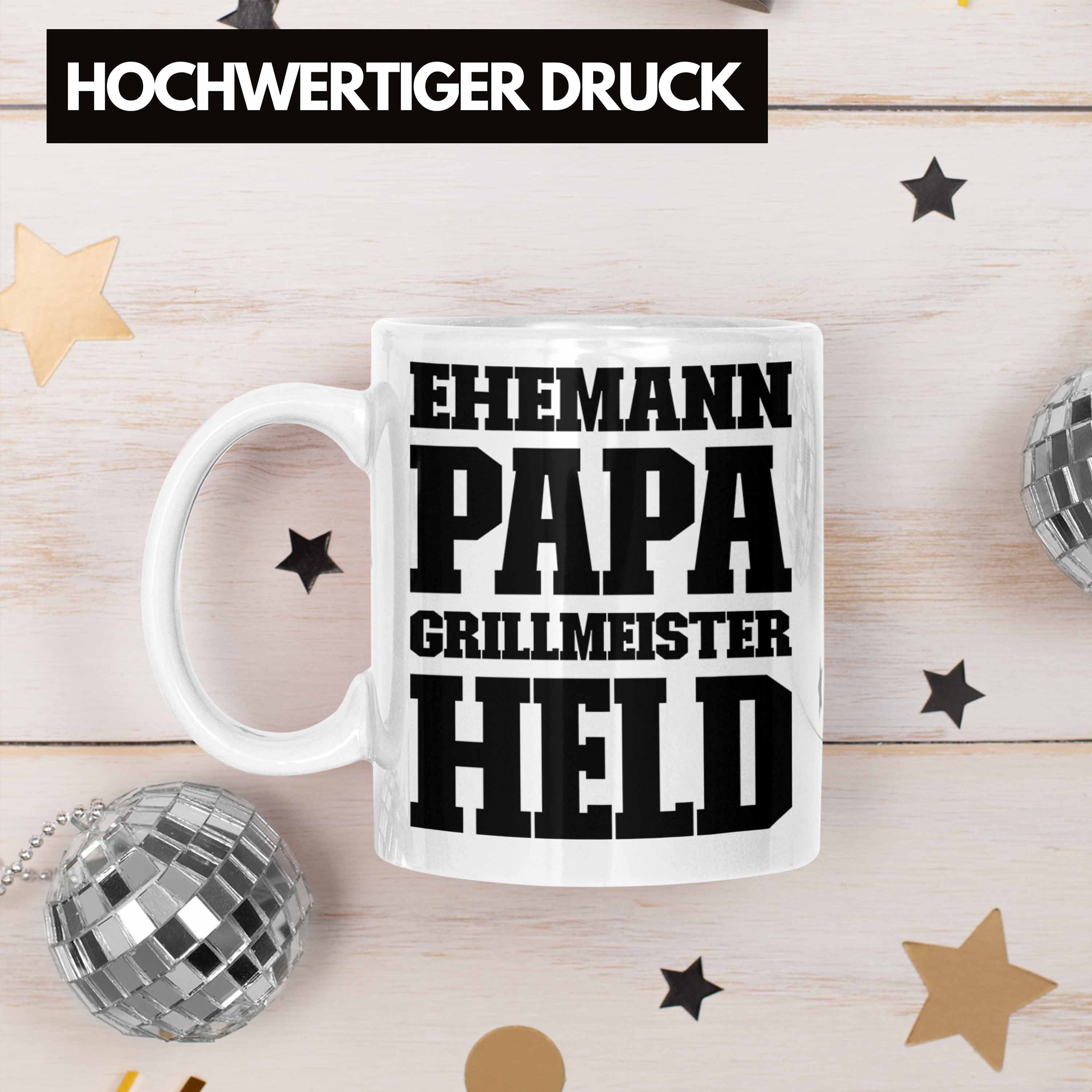 Held Tasse Vatertag Geschenkidee Sommer Trendation Trendation Weiss Ehemann Becher - Kaffeetasse Tasse Geschenk Grillen Papa