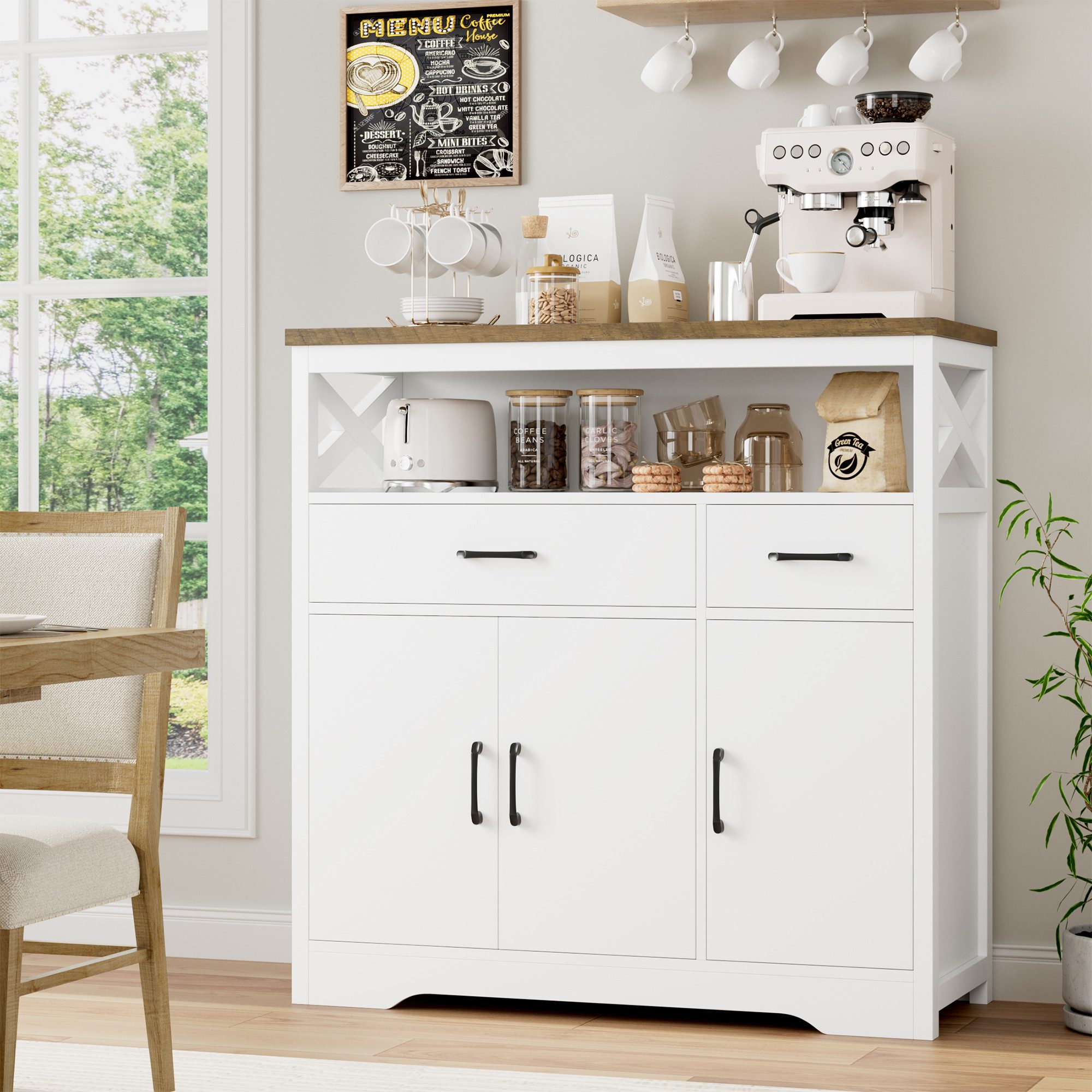 HOMECHO Sideboard, Küchenschrank mit Arbeitsplatte, 2 günstig online kaufen