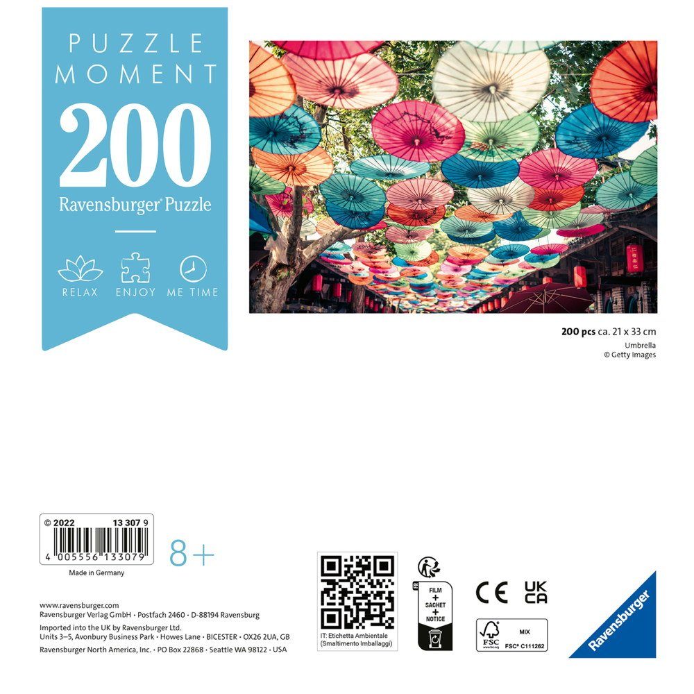 Ravensburger Puzzle 200 Teile Ravensburger Puzzle Moments Umbrella 13307, 200 Puzzleteile