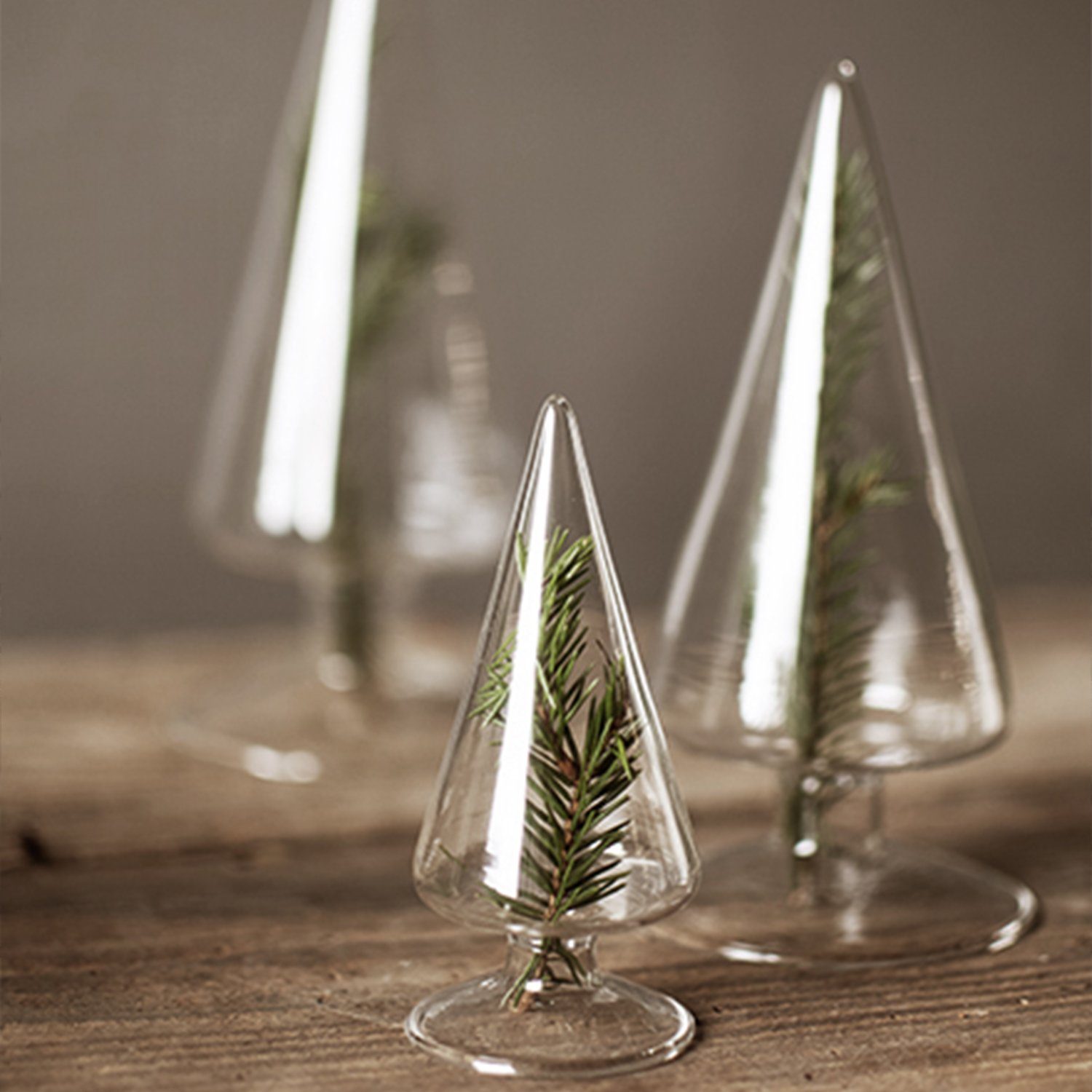 Tannenbaum Set "Granbo", milchig Glas, Scandinavia 2er Weihnachtsfigur Storefactory transparent &