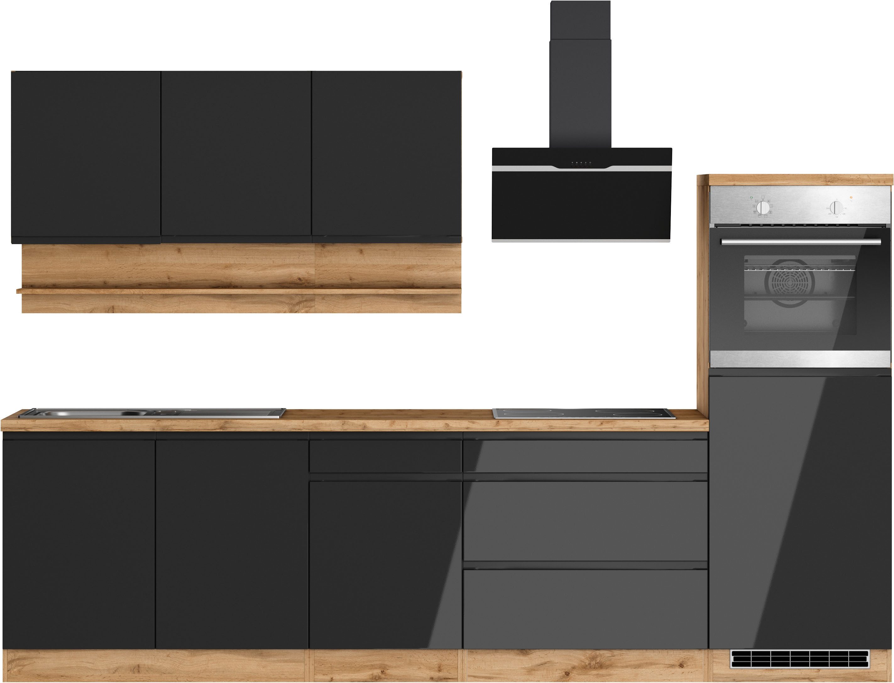KOCHSTATION Küchenzeile KS-Virginia,neu in verbesserter Ausführung, Breite 290 cm, Soft-Close, wahlweise mit Induktionskochfeld