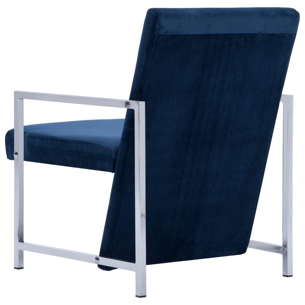 Blau Sessel (1-St) Sessel mit Samt verchromten vidaXL Füßen