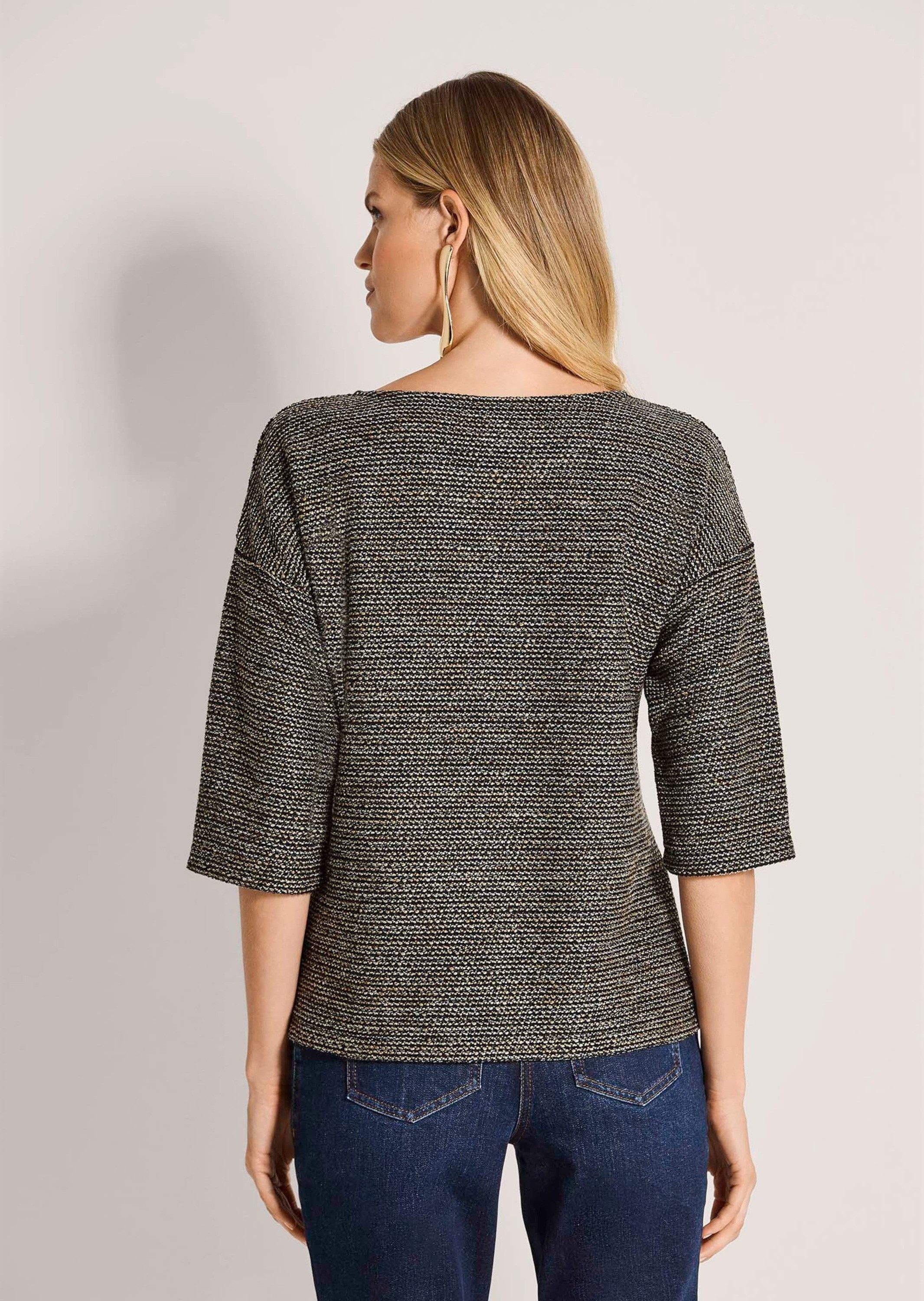 MADELEINE Langarmshirt Sweatshirt mit Halbarm, Glanzgarn Oberteil mit überschnittenen Schultern und Rundhalsausschnitt