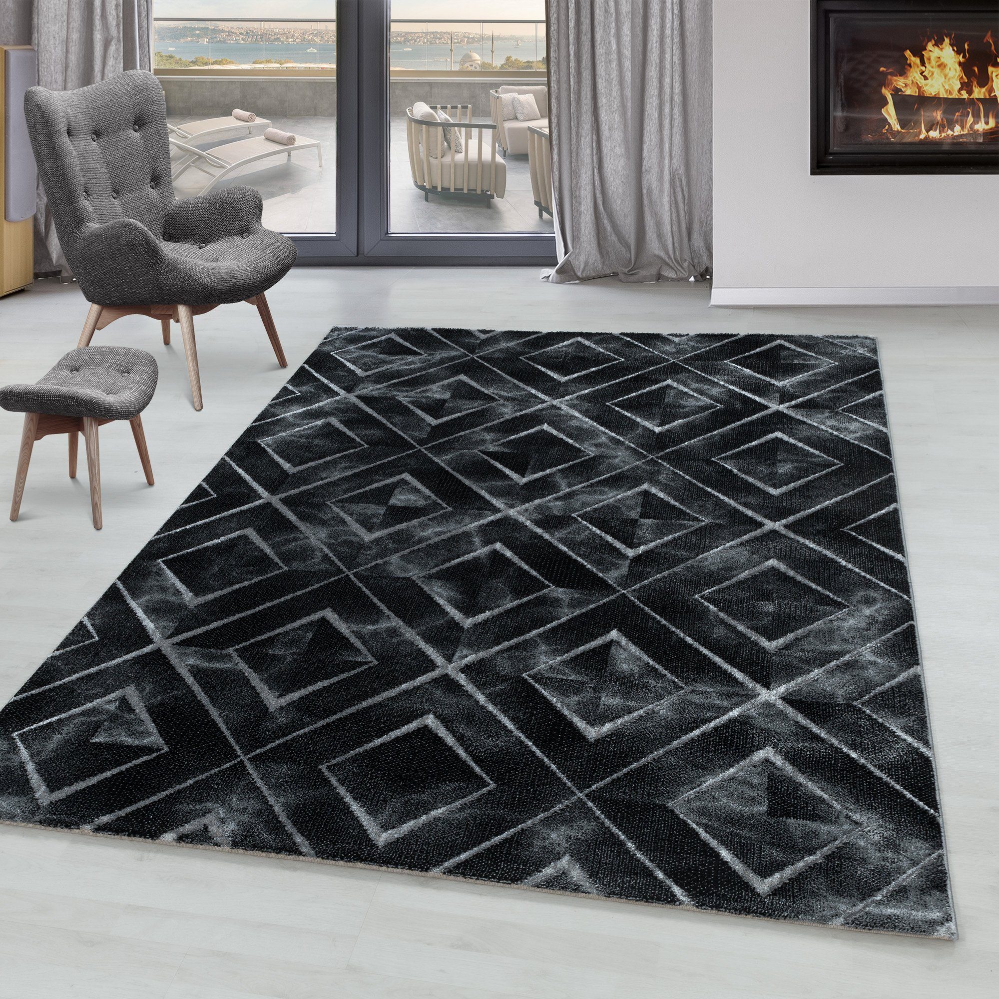 SIMPEX24 Designteppich Marmor Design, Rechteckig, Höhe: günstig online kaufen