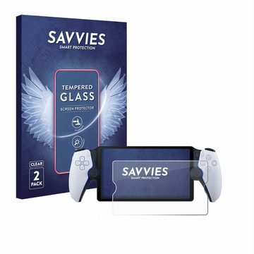 Savvies Panzerglas für Sony Playstation Portal, Displayschutzglas, 2 Stück, Schutzglas Echtglas 9H Härte klar Anti-Fingerprint