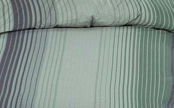Bettwäsche Seersucker 135x200 Reißverschluss Grün Grau gestreift, Casa Colori, Seersucker, 2 teilig, leicht