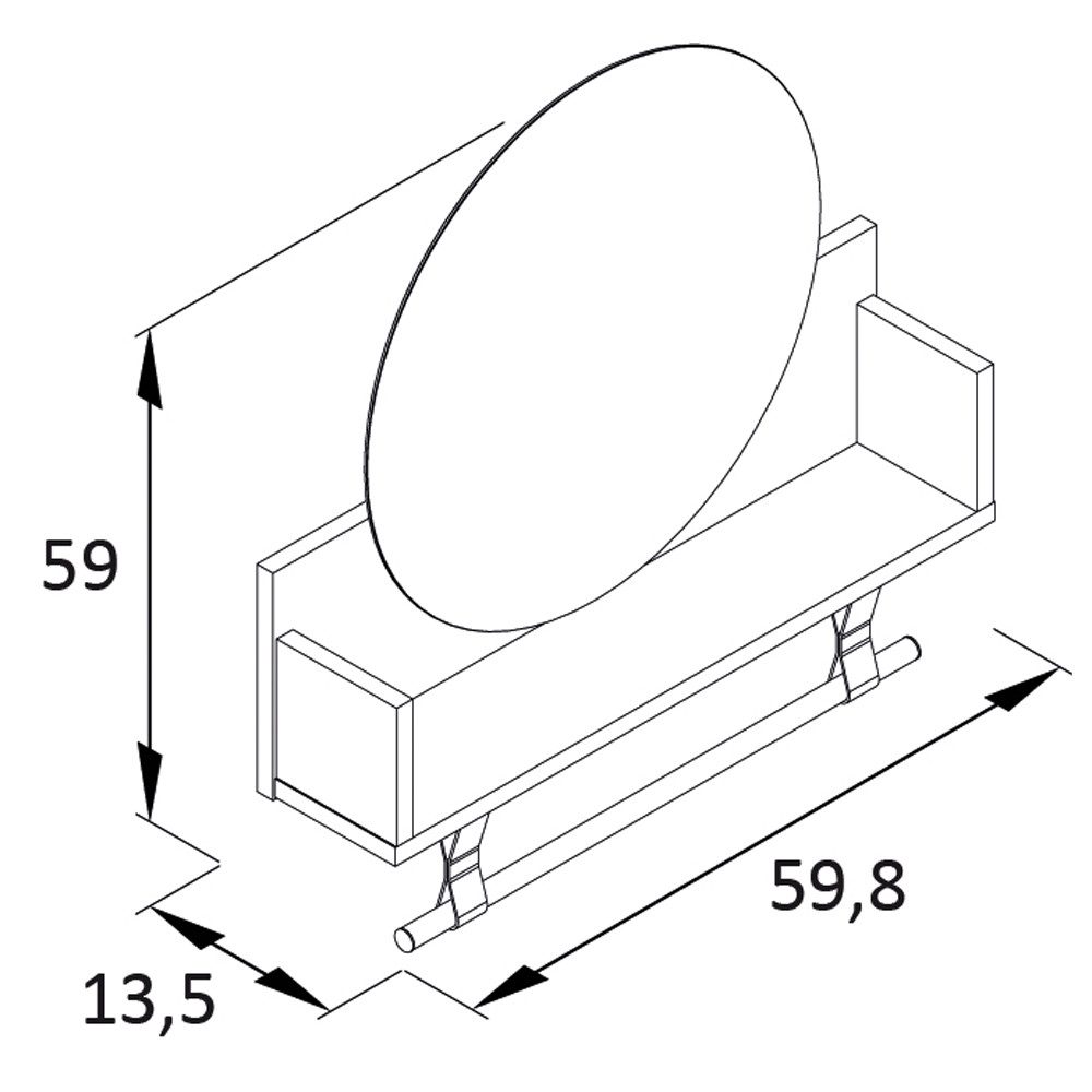 Lomadox Garderoben-Set LORCA-80, (Spar-Set, 2-St., Regal Spiegel Garderobenschrank), beige creme Kleiderfach Kleiderstange Spiegel rund
