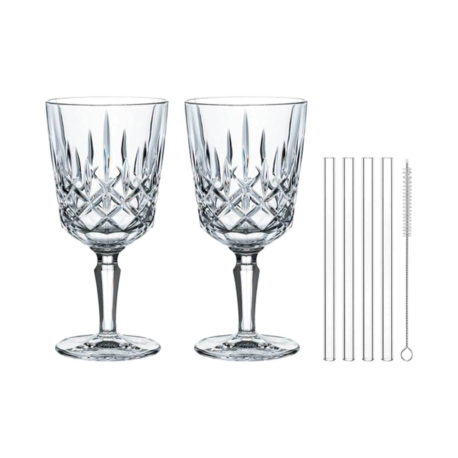 Nachtmann Weißweinglas Noblesse Cocktailgläser mit Glastrinkhalmen 355 ml, 7-tlg., Glas